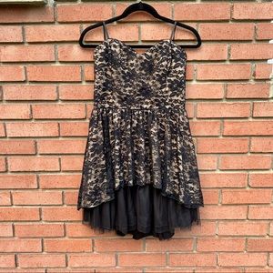 Strapless lace ruffle dress